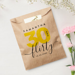 Modern Girly Bright Yellow 30 and Flirty Favour Bags