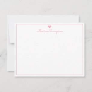 Modern Girly Chic Blush Pink Heart Feminine Script Card