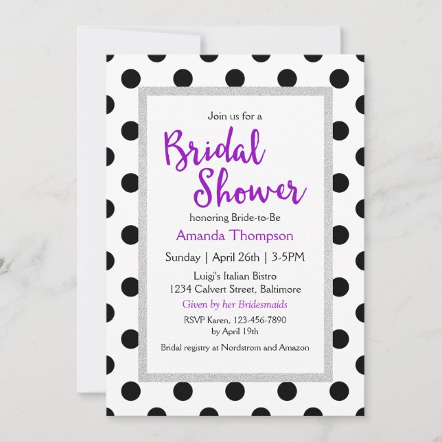 Modern Girly Chic Dots Bridal Shower Invitation (Front)