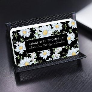 Modern Girly Chic Floral Dot Pattern Professional Business Card