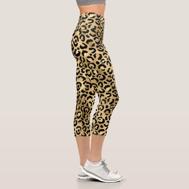 Modern Girly Chic Leopard Print Animal Pattern Capri Leggings (Right)