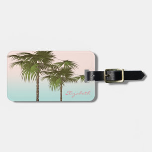 Modern Girly Cool Tropical, Palm Tree Luggage Tag