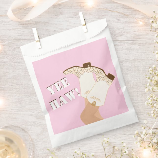 Modern Girly Cowgirl Boots Legs Stars Yeehaw Pink Favour Bags (Clipped)