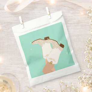 Modern Girly Cowgirl Boots Stars Mint Favour Bags