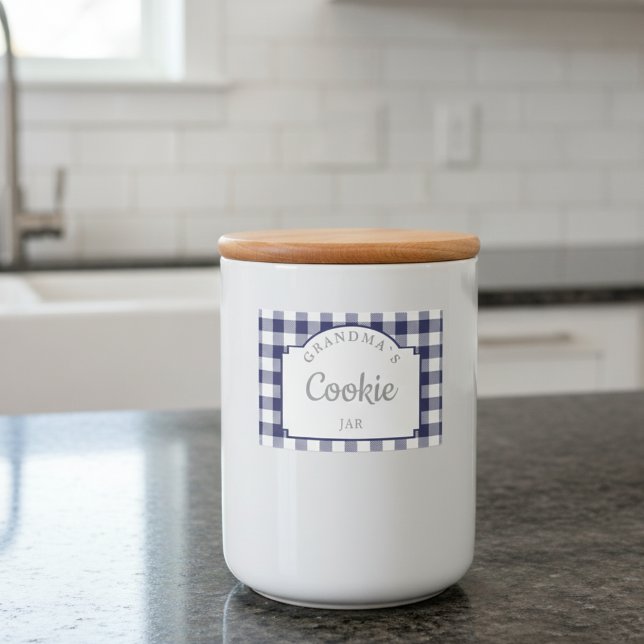 Modern Girly Deep Navy Blue Gingham Food Label (Modern Girly Deep Navy Blue Gingham Food Label)