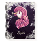 Modern Girly Elegant Cute Pink Unicorn Spiral