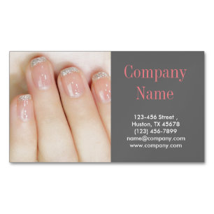 modern girly fashion beauty salon nail artist magnetic business card
