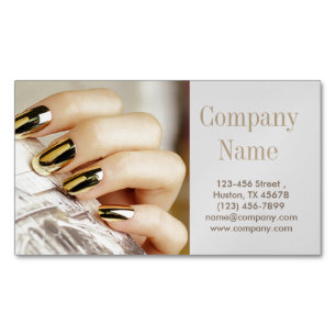 modern girly fashion beauty salon nail artist magnetic business card