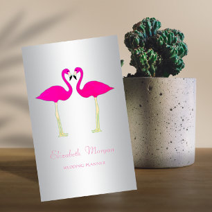 Modern Girly Funny,Pink Flamingos In Love Business Card
