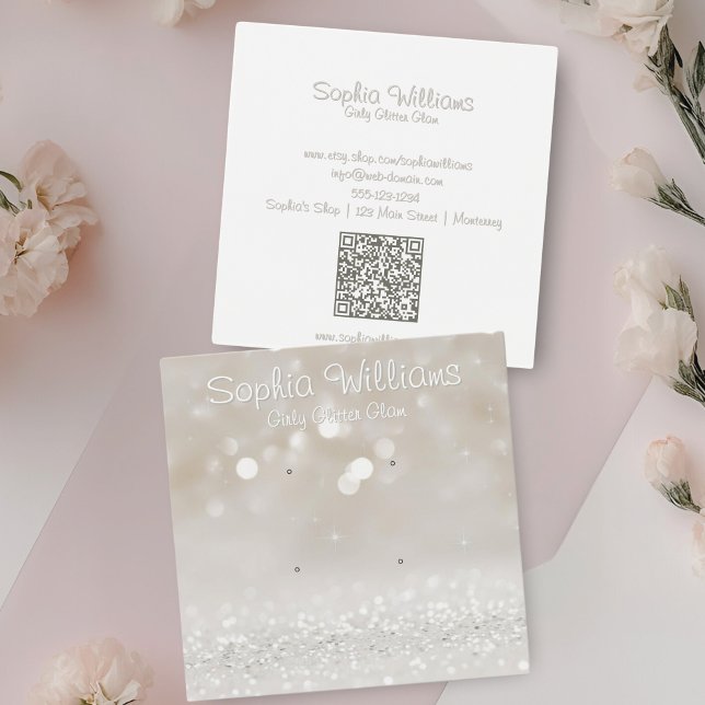 Modern Girly Glam Glitter Double stud Display Card (Creator Uploaded)