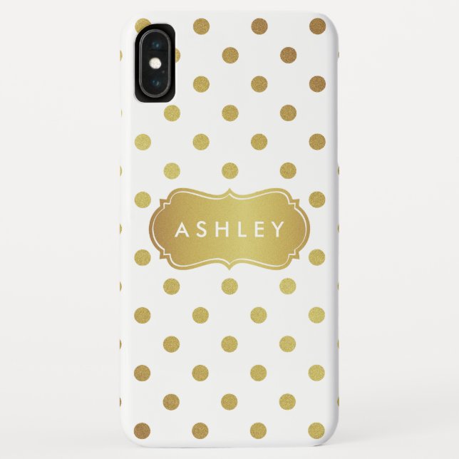 Modern Girly Gold Glitter Polka Dots Pattern Case-Mate iPhone Case (Back)