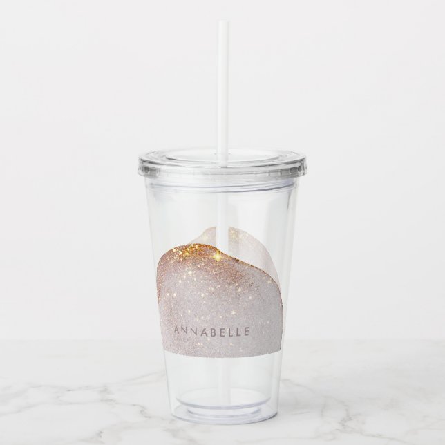 Modern girly gold watercolor shapes simple elegant acrylic tumbler (Front)