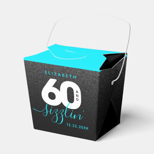 Modern Girly Ice Blue 60 and Sizzling Favour Box (Front Side)