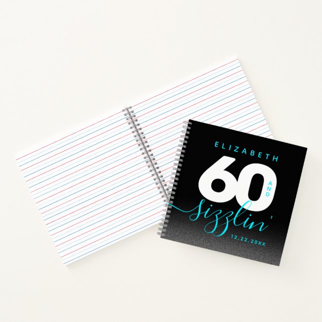 Modern Girly Ice Blue 60 and Sizzling Notebook (Inside)