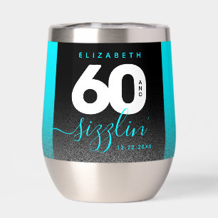 Modern Girly Ice Blue Glitter 60 and Sizzling