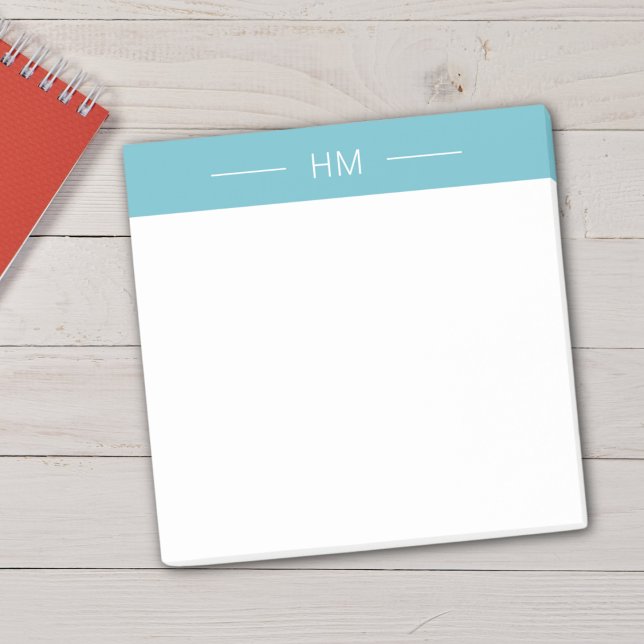 Modern Girly Light Blue Monogram initials Post-it Notes (Creator Uploaded)