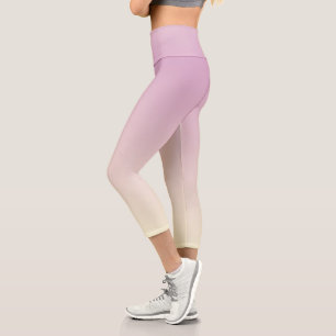 Modern Girly Light Purple Ombre Capri Leggings