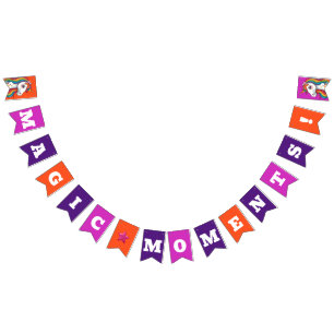 Modern Girly Magic Colourful Unicorn Birthday Typo Bunting