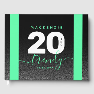 Modern Girly Mint Green 20 and Trendy Guest Book