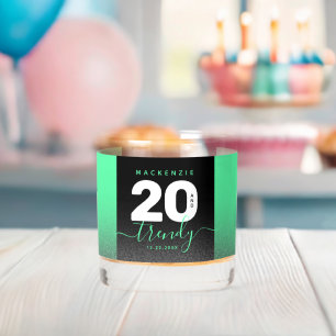 Modern Girly Mint Green 20 and Trendy Whiskey Glass