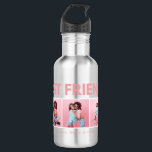 Modern girly multi photo script trendy bestfriends 532 ml water bottle<br><div class="desc">Let that special person know they're you're best friends with this modern minimal typography design,  add your own multi photos. Beautiful thoughtful gift. Colours can be changed.</div>
