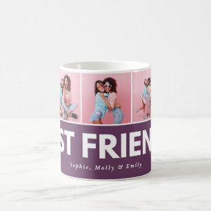 Modern girly multi photo script trendy bestfriends coffee mug