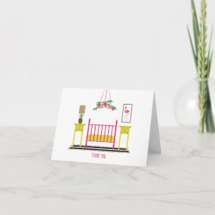 Modern Girly Nursery Baby Shower Thank You Card