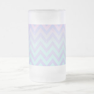 Modern Girly Ombre Zigzag Chevron Pattern Frosted Glass Beer Mug