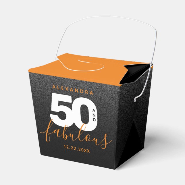 Modern Girly Orange 50 and Fabulous Favour Box (Front Side)