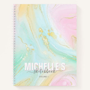 Modern Girly Pastel Unicorn Elegant Sketchbook Notebook