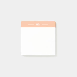 Modern Girly Peach Pink Monogram Initials Post-it Notes