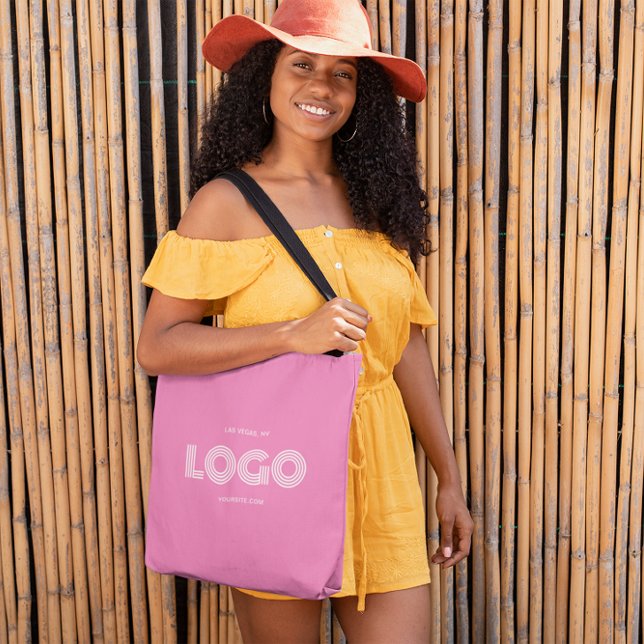 Modern Girly Pink and White Rectangular Logo Tote Bag (Modern Girly Pink and White Rectangular Logo Tote Bag)