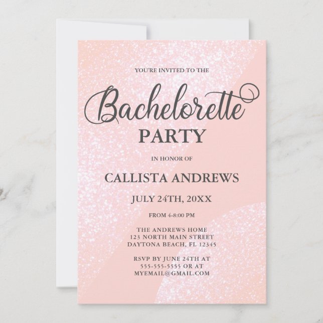Modern Girly Pink Glitter Geometric Bachelorette Invitation (Front)
