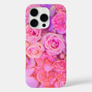 Modern girly pink loose floral watercolor monogram iPhone 16 pro case