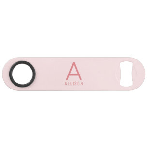 Modern Girly Pink Monogram Speed Bottle Opener