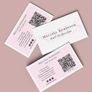 Modern Girly Pink Nail Professional Salon Business Card