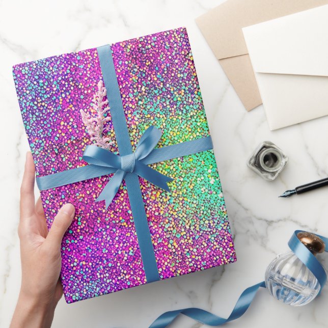 Modern Girly Pink Ombre Gradient Shimmer Glitter   Wrapping Paper (Gifting)