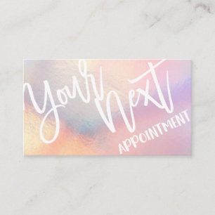 Modern Girly Pink Peach Iridescent Typography Appointment Card