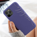 Modern girly purple blue elegant name script iPhone 13 pro max case<br><div class="desc">Modern girly chic simple purple blue periwinkle colour of the year elegant name script with cursive swirls.</div>