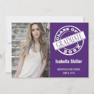 Modern Girly Purple Photo Grad Graduation Party Invitation