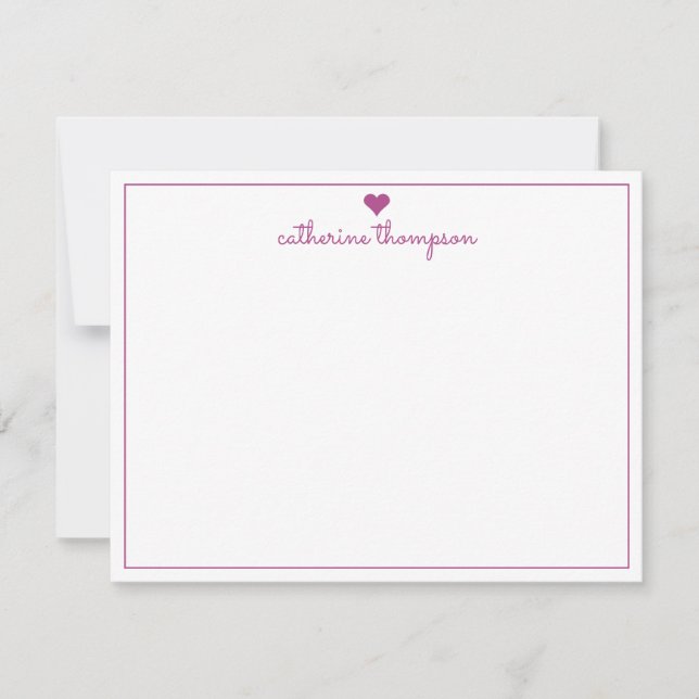 Modern Girly Purple Violet Heart Feminine Script Card (Front)