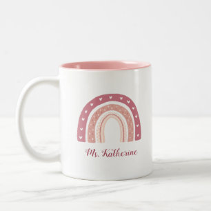 Modern Girly Rainbow Boho Pastel Pink Two-Tone Coffee Mug