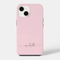 Modern Girly Stylish Blush Pink Gold Name Script