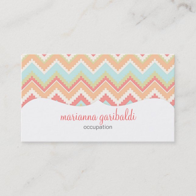 Modern Girly Trendy Aztec Print Personalised Business Card (Front)