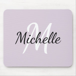 Modern Girly Violet Monogram Initial + Name Mouse Pad