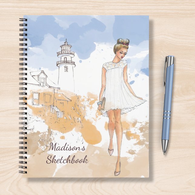 Modern Girly Watercolor Sketchbook Personalised Notebook (Creator Uploaded)