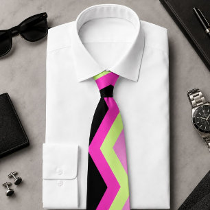 modern girly zigzag pattern black fuchsia chevron tie