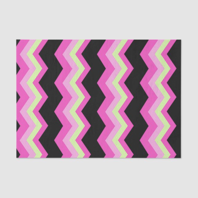 modern girly zigzag pattern black fuchsia chevron tissue paper (Front)