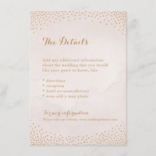 Modern glam blush rose gold confetti detail card