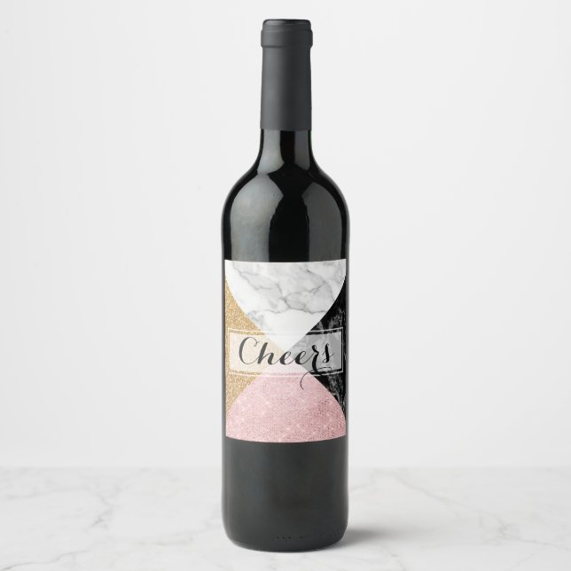 Modern Glam Cheers Wine Label (Front)